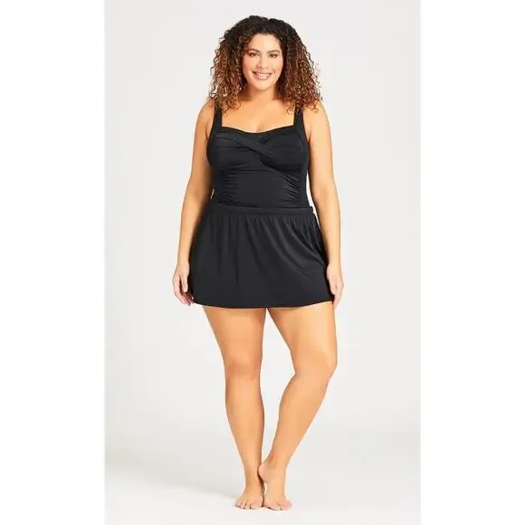 NWT Avenue Swim Skort Skirt Shorts Swim Bottoms Black Women's Plus Size 26W - Picture 4 of 13